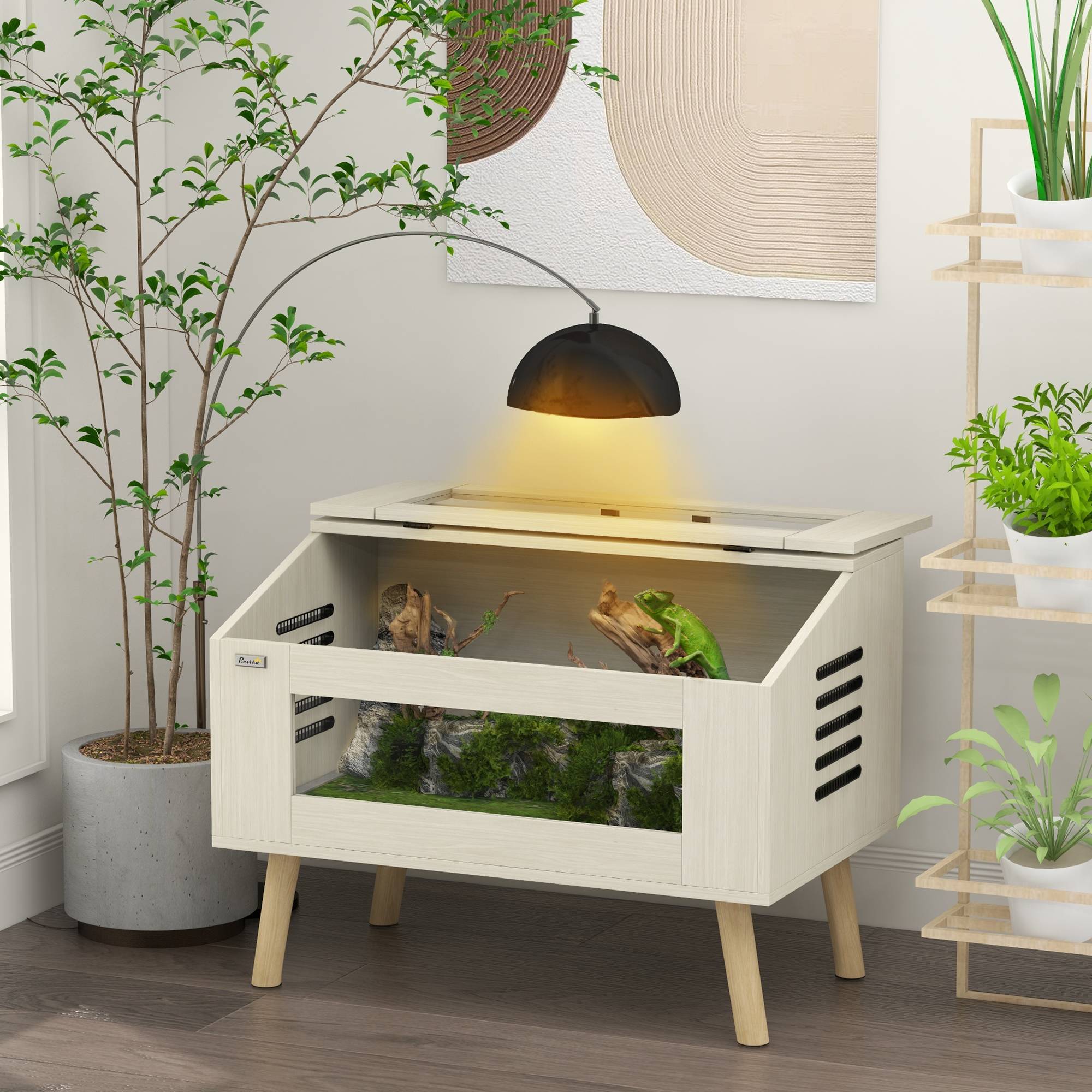 Terrarium panneaux de particules naturel 80 x 50 x 60 cm - PANGIVO - Image 3