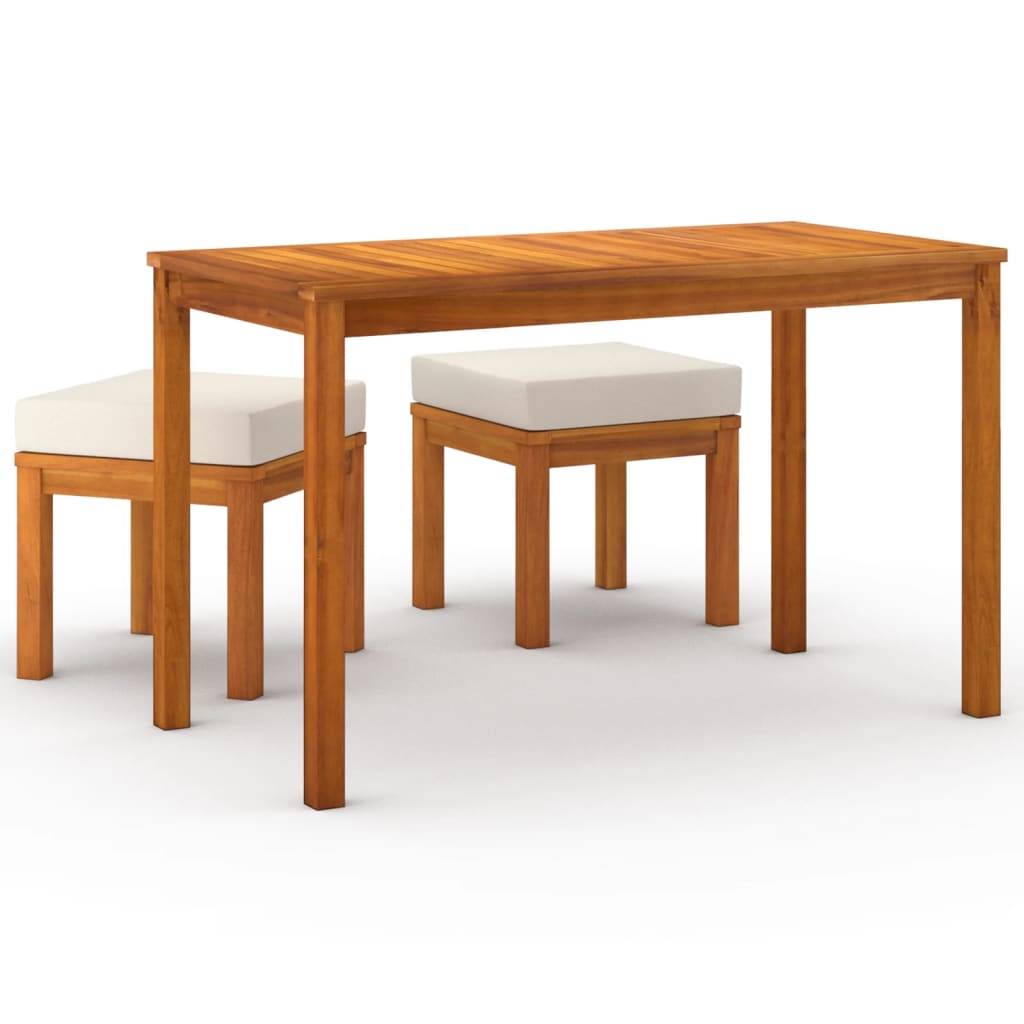 Ensemble à manger de jardin 3 pcs | Mobilier d'extérieur et coussins Acacia solide Maison Chic - Image 1