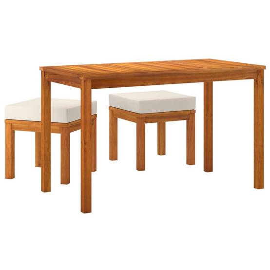Ensemble à manger de jardin 3 pcs | Mobilier d'extérieur et coussins Acacia solide Maison Chic - Image 3