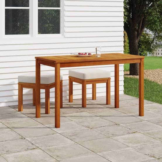 Ensemble à manger de jardin 3 pcs | Mobilier d'extérieur et coussins Acacia solide Maison Chic - Image 2