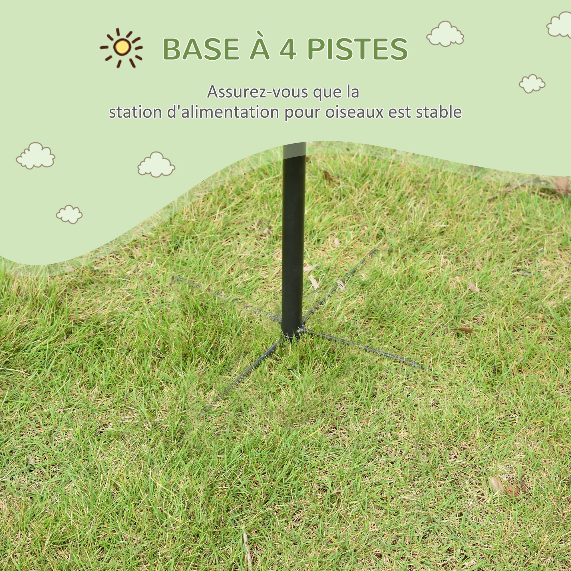 Station alimentation oiseaux acier 4 crochets réglables support jardin 208cm noir - ComfortXL Outdoor Living - Image 8