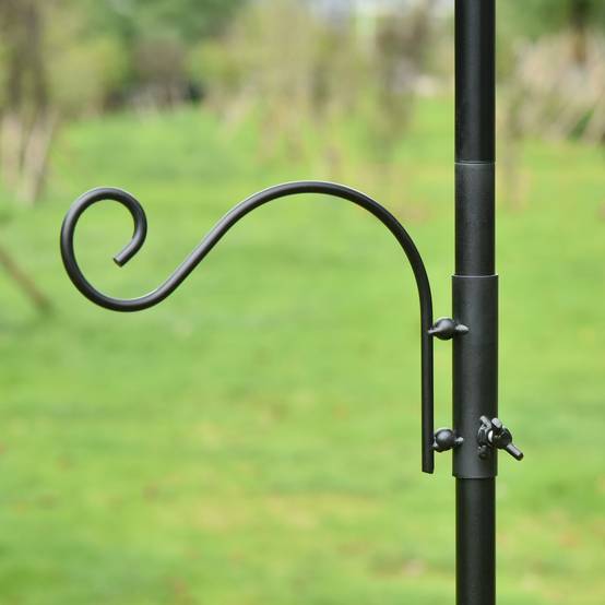 Station alimentation oiseaux acier 4 crochets réglables support jardin 208cm noir - ComfortXL Outdoor Living - Image 10