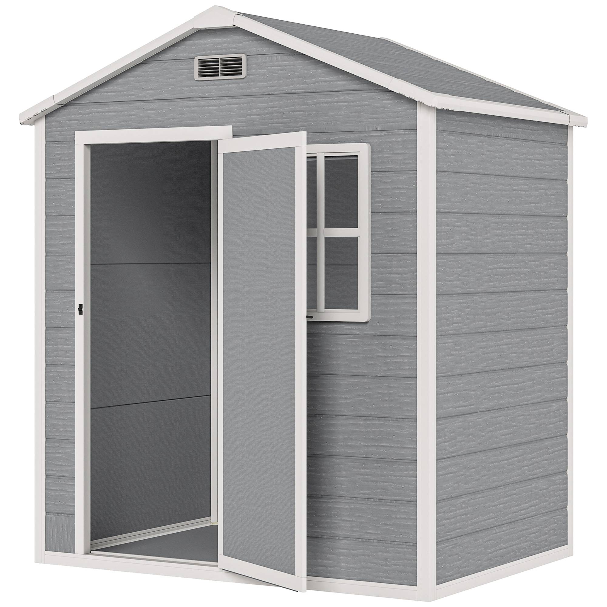 Abri de jardin 1,9 m² 182x121x200 cm toit pente plancher porte verrouillable, cabanon outils sécurisé - Image 2