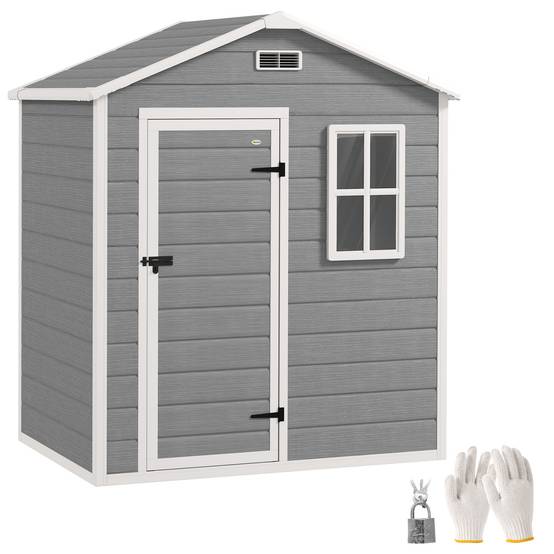 Abri de jardin 1,9 m² 182x121x200 cm toit pente plancher porte verrouillable, cabanon outils sécurisé - Image 1