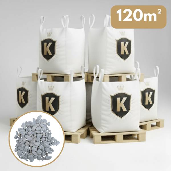 Galet marbre blanc 12/25 mm – Pack 6 Big Bag +/- 1,5T – 120 m² - Image 1