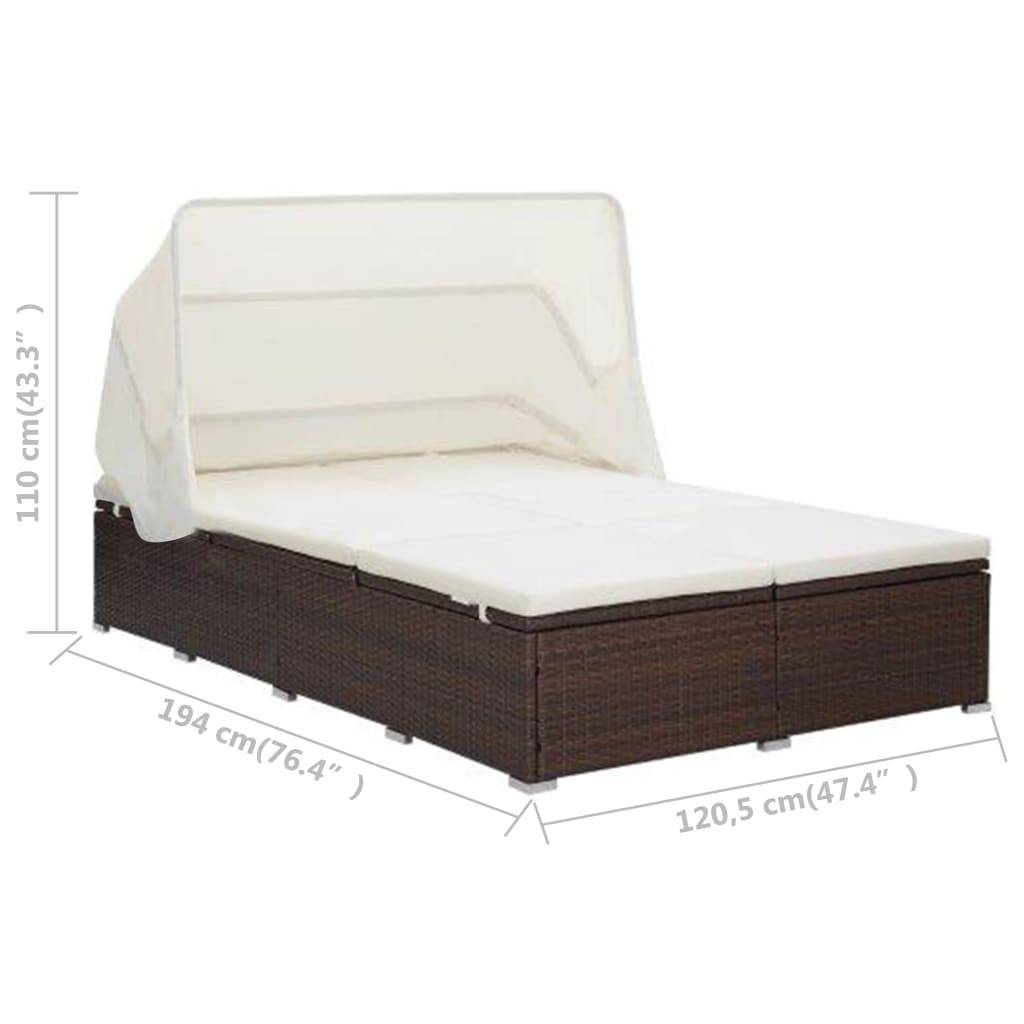 Vidaxl - Transat à 2 places avec coussin Résine tressée Marron vidaXL 310234 - Image 3