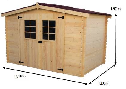 Habrita - Abri Madriers bois massif avec grande façade 3 m / 20 mm / surface extérieure : 5,83 m2 / toiture plaques ondulées plus grande longévité - Image 5