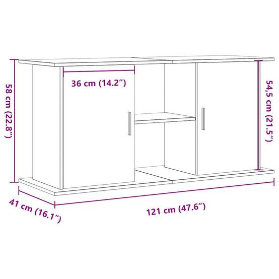 Meuble Aquarium en Bois Style Vintage avec Étagères 121x41x58 cm Vieux Bois - ComfortXL Outdoor Living - Image 10