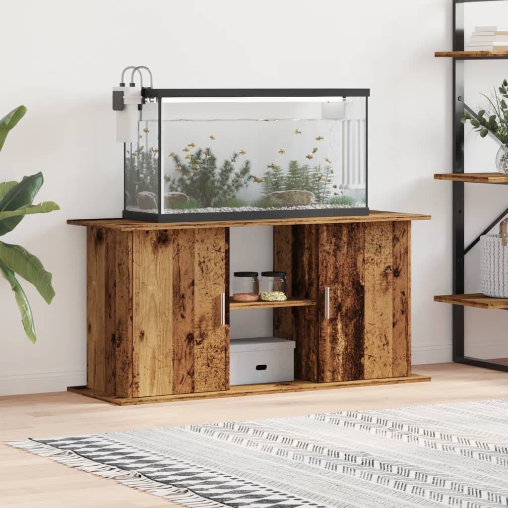 Meuble Aquarium en Bois Style Vintage avec Étagères 121x41x58 cm Vieux Bois - ComfortXL Outdoor Living