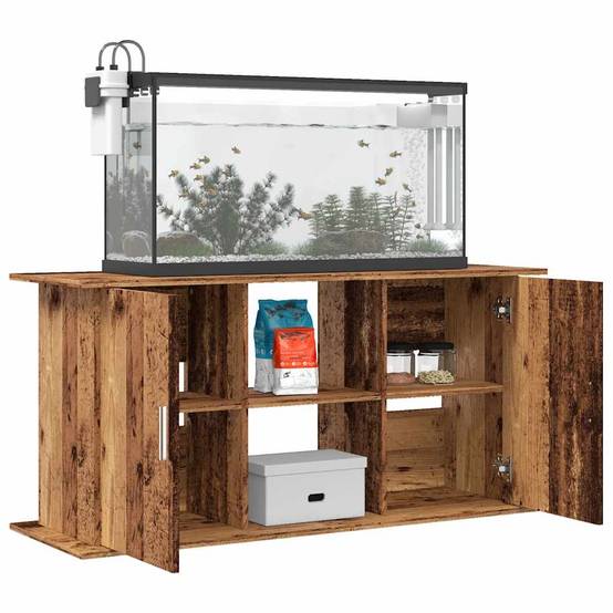 Meuble Aquarium en Bois Style Vintage avec Étagères 121x41x58 cm Vieux Bois - ComfortXL Outdoor Living - Image 3