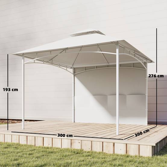 ComfortXL - Tonnelle de jardin Métal 3x3m Crème pour détente Toit double aéré Rideaux avec poches - ComfortXL Outdoor Living - Image 5
