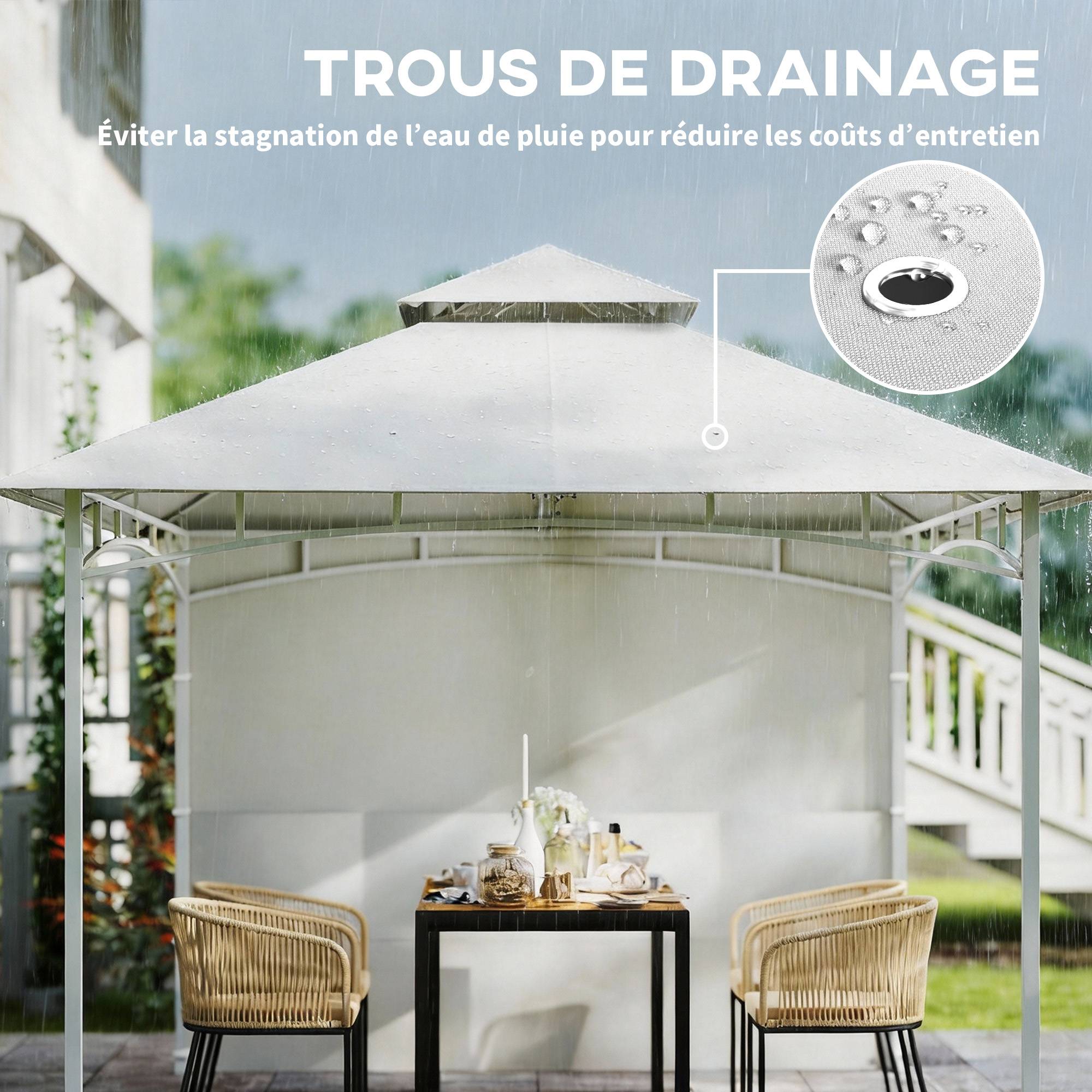 ComfortXL - Tonnelle de jardin Métal 3x3m Crème pour détente Toit double aéré Rideaux avec poches - ComfortXL Outdoor Living - Image 10