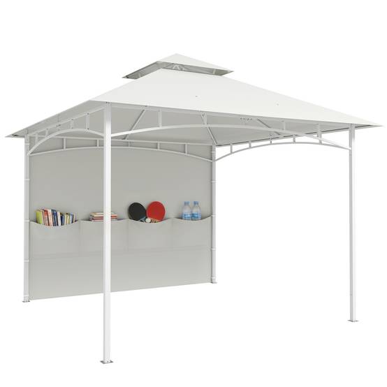 ComfortXL - Tonnelle de jardin Métal 3x3m Crème pour détente Toit double aéré Rideaux avec poches - ComfortXL Outdoor Living - Image 1