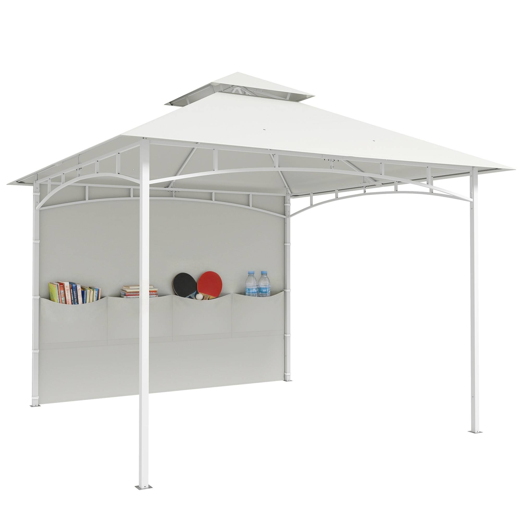 ComfortXL - Tonnelle de jardin Métal 3x3m Crème pour détente Toit double aéré Rideaux avec poches - ComfortXL Outdoor Living - Image 1