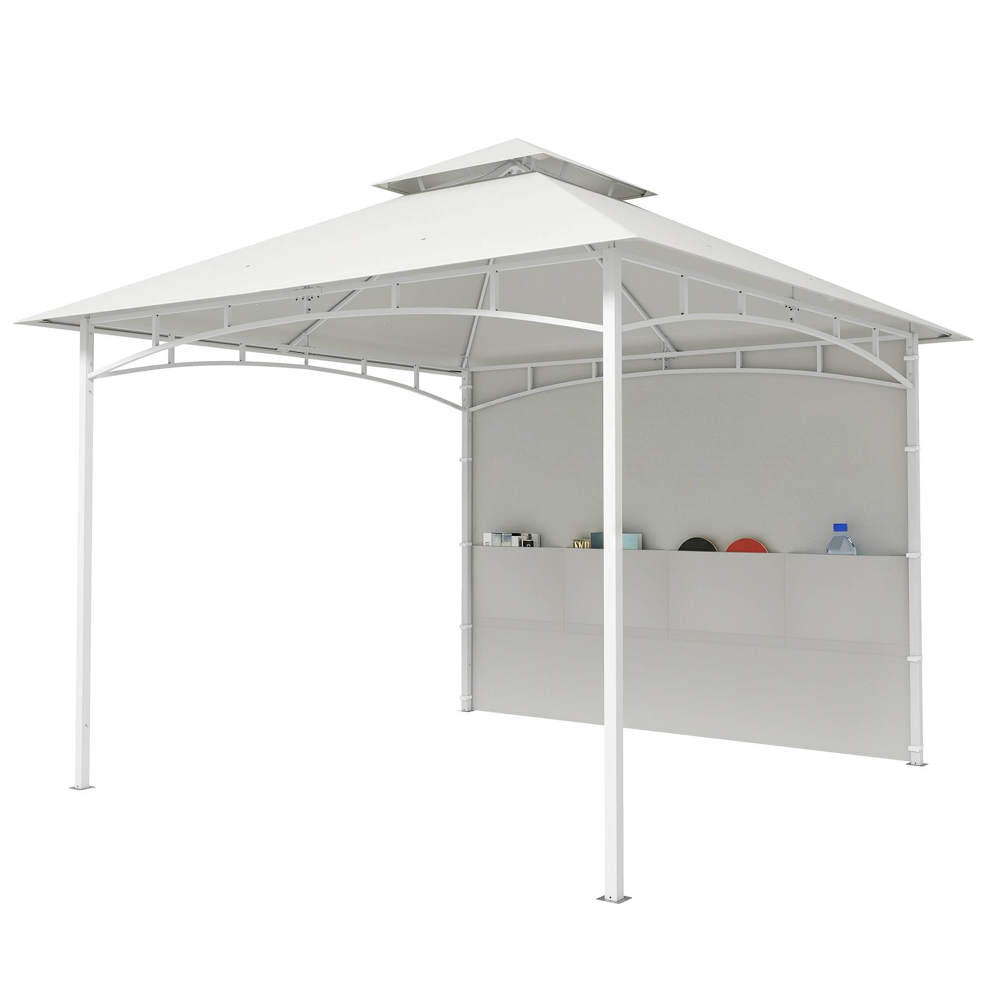 ComfortXL - Tonnelle de jardin Métal 3x3m Crème pour détente Toit double aéré Rideaux avec poches - ComfortXL Outdoor Living - Image 2