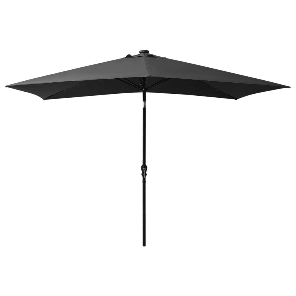 Helloshop26 - Parasol avec led et mât en acier 2 x 3 m anthracite - Imagen 3