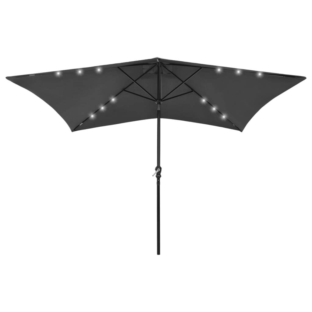 Helloshop26 - Parasol avec led et mât en acier 2 x 3 m anthracite - Imagen 1