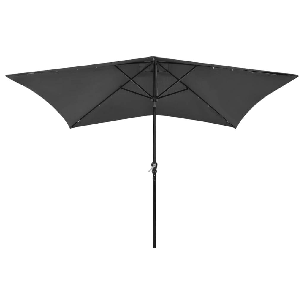 Helloshop26 - Parasol avec led et mât en acier 2 x 3 m anthracite - Imagen 2