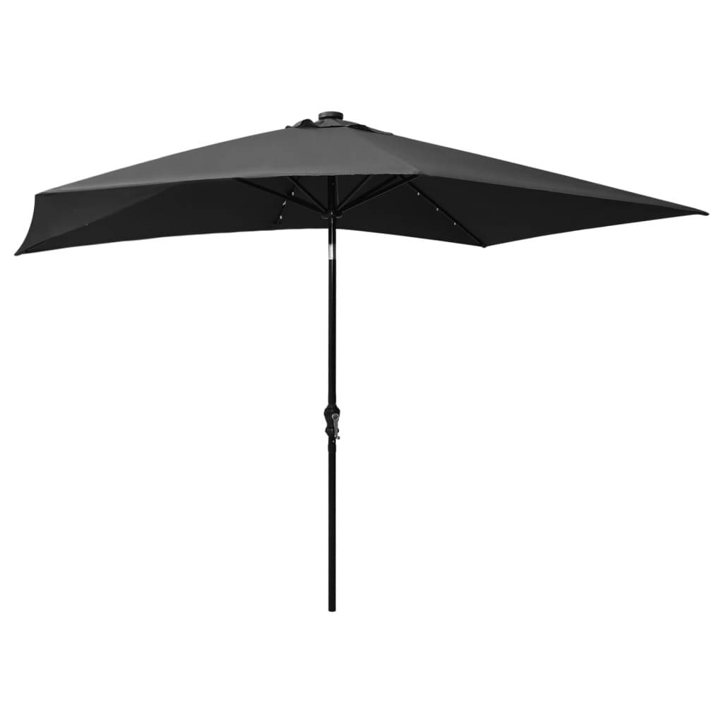 Helloshop26 - Parasol avec led et mât en acier 2 x 3 m anthracite - Imagen 4