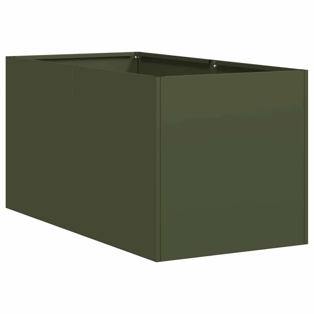 Potager Compact Rectangulaire Acier Laminé Solide pour Herbes Aromatiques et Fleurs Vert Olive 40x80x40cm – ComfortXL Outdoor Living - Image 2