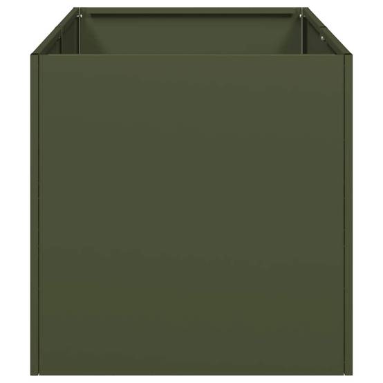 Potager Compact Rectangulaire Acier Laminé Solide pour Herbes Aromatiques et Fleurs Vert Olive 40x80x40cm – ComfortXL Outdoor Living - Image 4