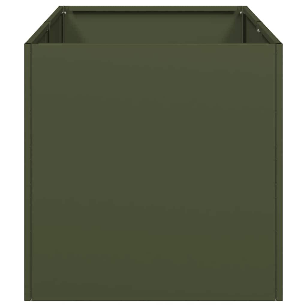 Potager Compact Rectangulaire Acier Laminé Solide pour Herbes Aromatiques et Fleurs Vert Olive 40x80x40cm – ComfortXL Outdoor Living - Image 4