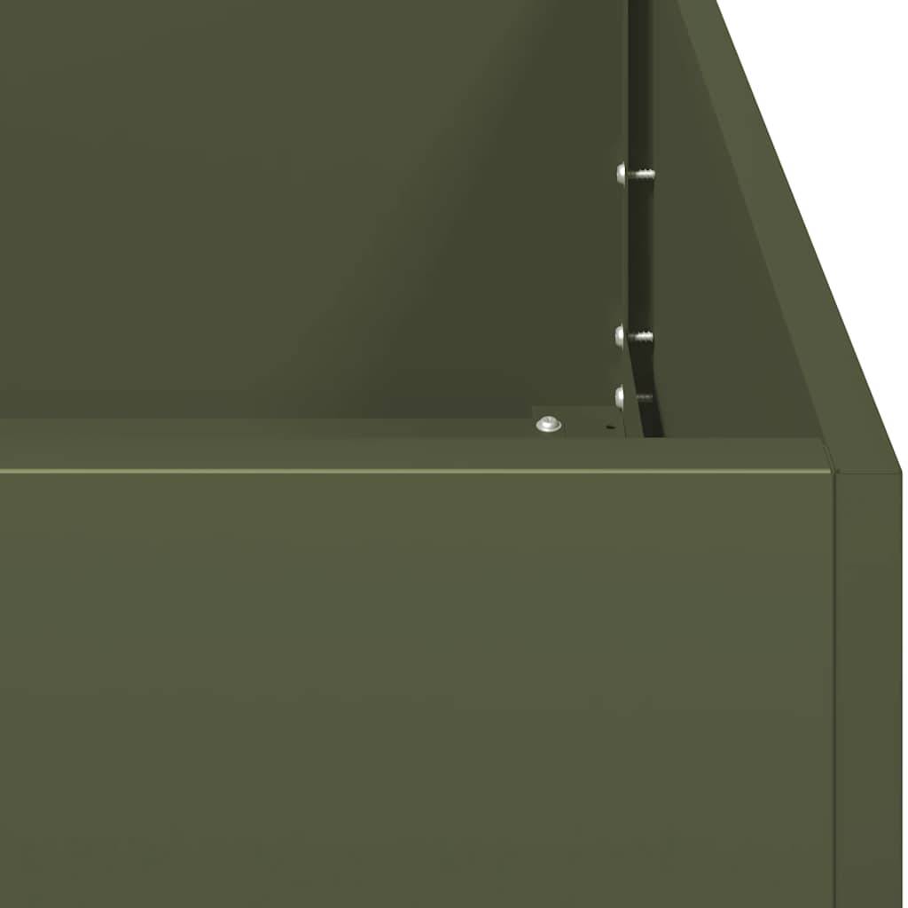 Potager Compact Rectangulaire Acier Laminé Solide pour Herbes Aromatiques et Fleurs Vert Olive 40x80x40cm – ComfortXL Outdoor Living - Image 7