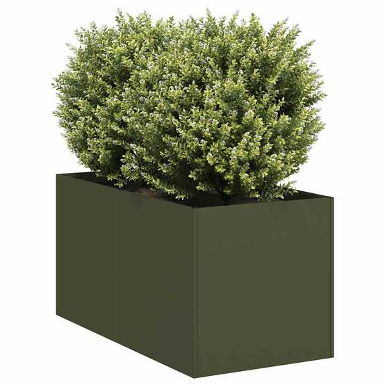 Potager Compact Rectangulaire Acier Laminé Solide pour Herbes Aromatiques et Fleurs Vert Olive 40x80x40cm – ComfortXL Outdoor Living - Image 1
