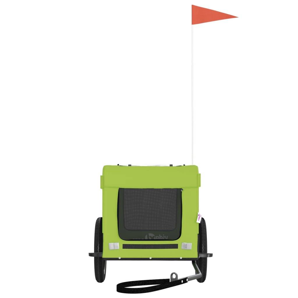 Remorque de vélo pour animaux fer et tissu Oxford vert et noir 120 x 54.5 x 53 cm, Poids:6.7kg - PANGIVO - Image 5