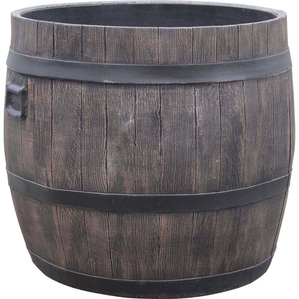 Roto - Jardinière ronde en polyéthylène imitation tonneau Bolero 40 x 43 cm - Imagen 3