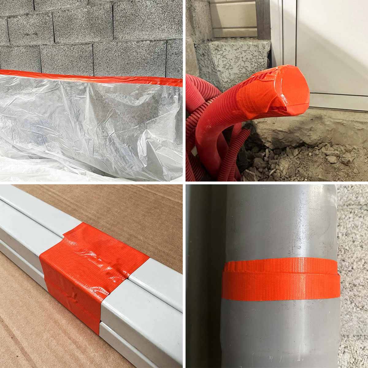 Lot de 360 Rubans adhésifs toilés orange 50 mm x 33 m - Rouleau adhésif pour fixer les bâches, fils et câbles TECPLAST - Imagen 2