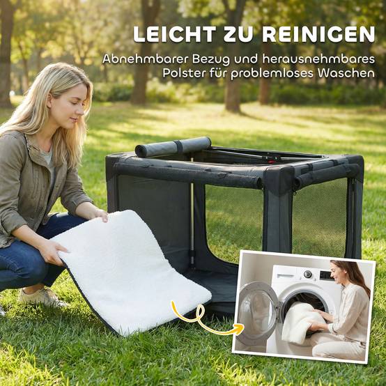 Cage de transport pliable pour chien, avec coussin amovible et lavable, revêtement en tissu Oxford, pour chiens jusqu'à 30 kg, vert armée - Image 9