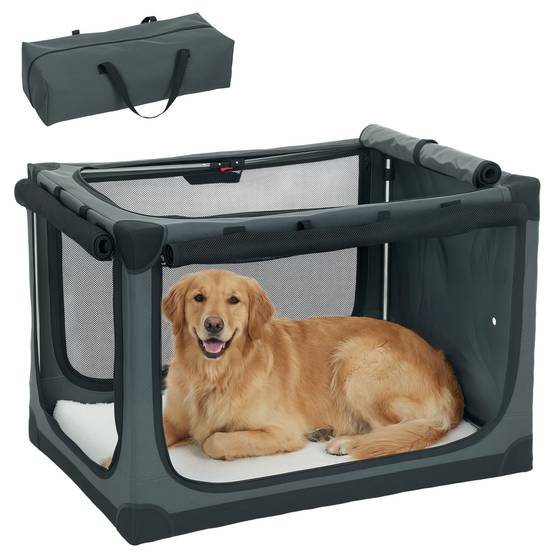 Cage de transport pliable pour chien, avec coussin amovible et lavable, revêtement en tissu Oxford, pour chiens jusqu'à 30 kg, vert armée - Image 1
