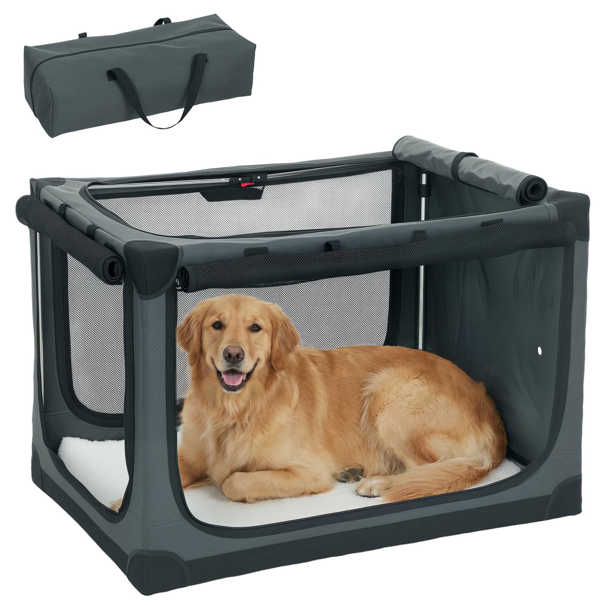 Cage de transport pliable pour chien, avec coussin amovible et lavable, revêtement en tissu Oxford, pour chiens jusqu'à 30 kg, vert armée - Image 1