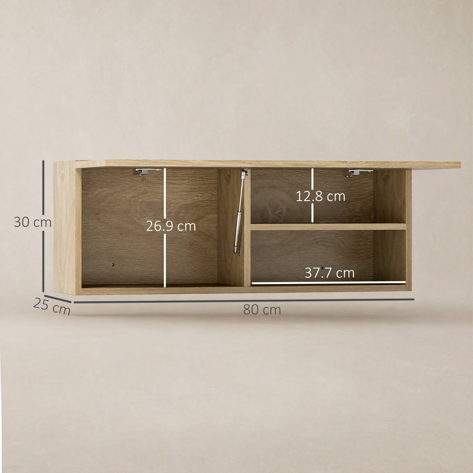 Sans Marque - Meuble salle bain porte abattante étagères 80x25x30 cm bois naturel - Image 5