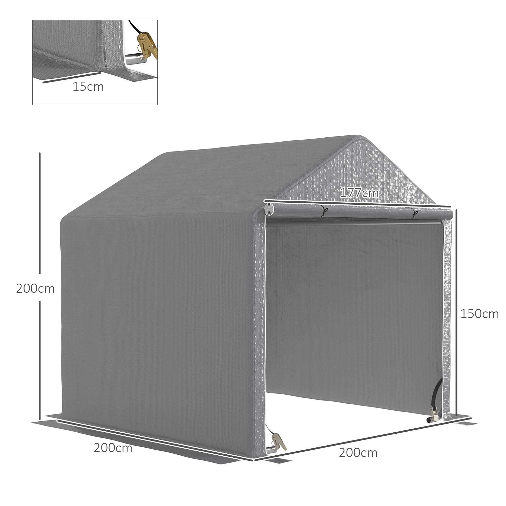 Abri Vélo Extérieur 2 x 2 x 2 m Cadre en Acier Galvanisé Imperméable et Résistant aux UV - Image 5
