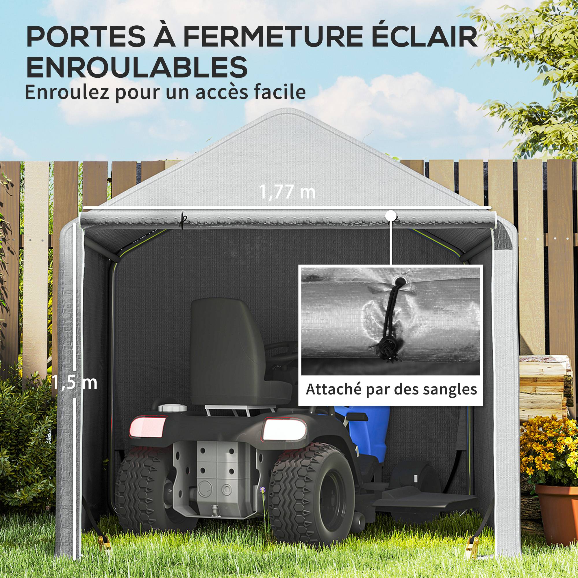 Abri Vélo Extérieur 2 x 2 x 2 m Cadre en Acier Galvanisé Imperméable et Résistant aux UV - Image 7