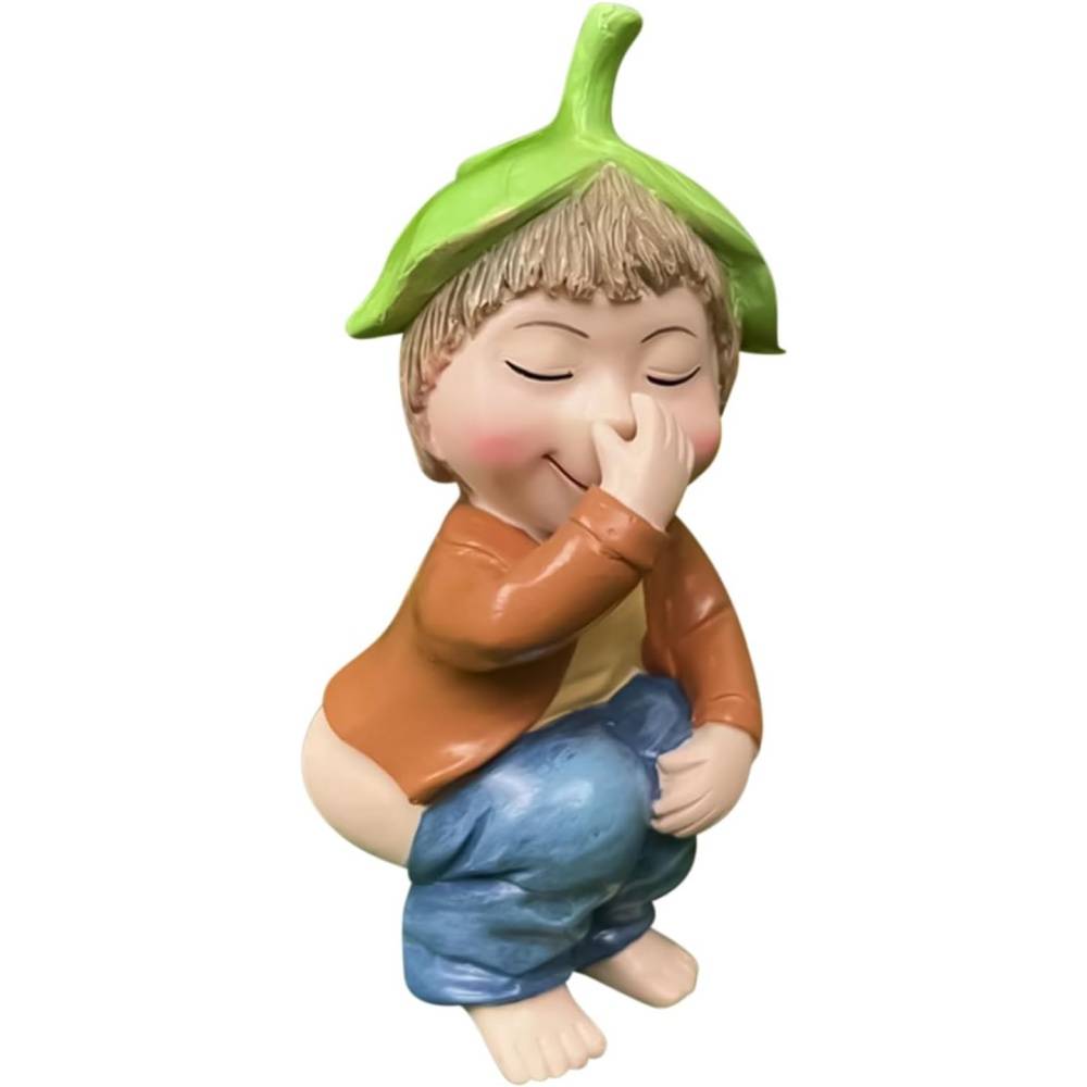 Sujet de decoration - Nain de jardin clown - Statue de cuvette de toilette en résine - Décoration extérieure humoristique - 13 cm - Living123