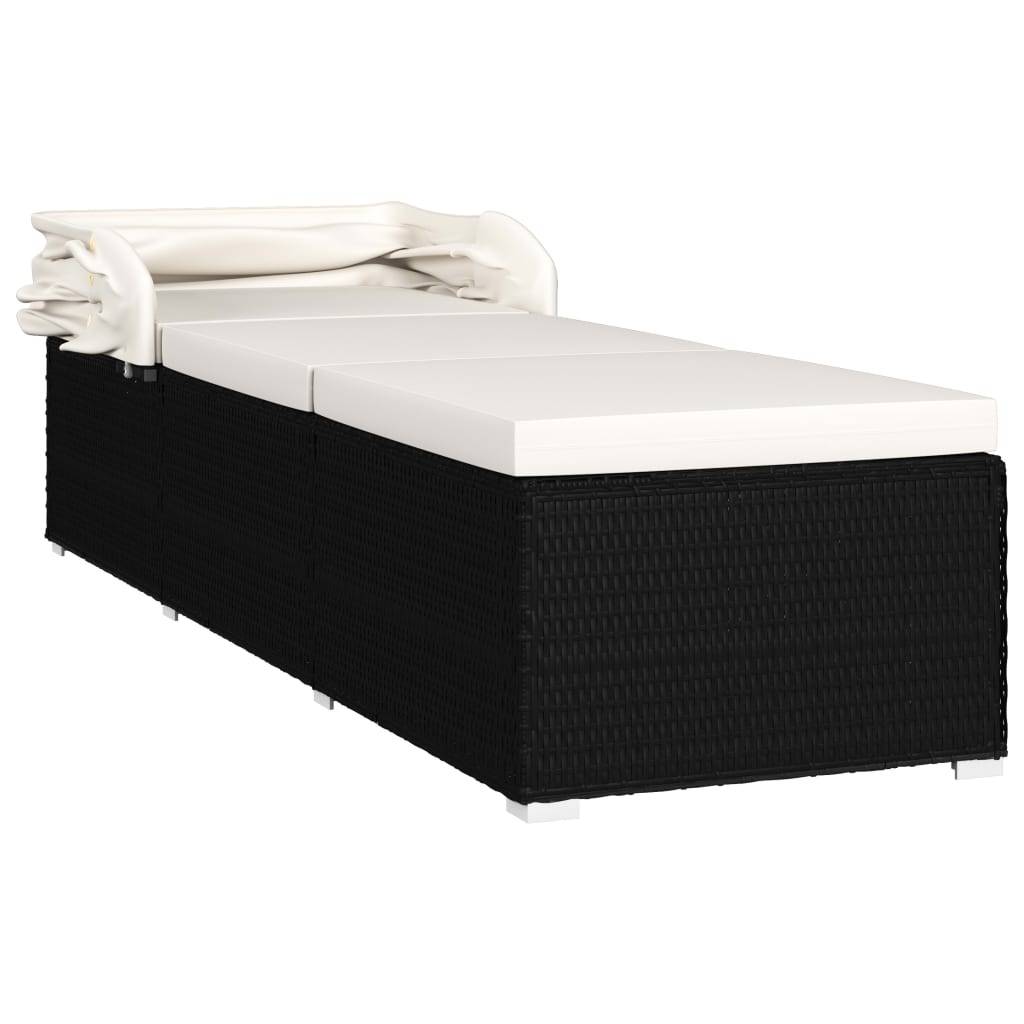 Vidaxl - Chaise longue avec auvent et coussin Résine tressée Blanc crème vidaXL 46246 - Image 8