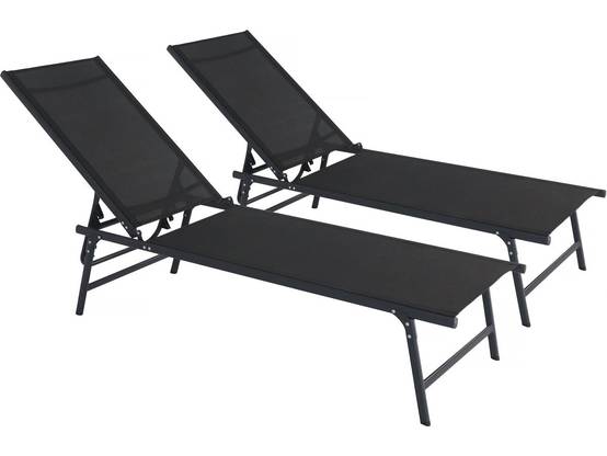 Lot De 2 Bains De Soleil En Métal "sublima" - 180 X 54 X 104 Cm - Noir -habitat Et Jardin - Image 1
