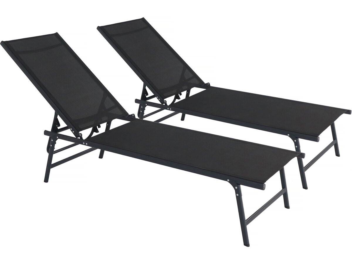 Habitat Et Jardin - Lot De 2 Bains De Soleil En Métal "sublima" - 180 X 54 X 104 Cm - Noir -habitat Et Jardin