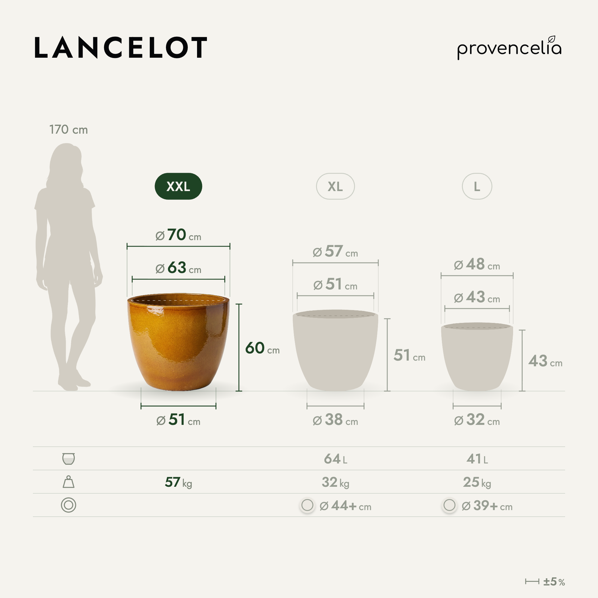 Provencelia - Pot LANCELOT 70x60cm miel - Image 2