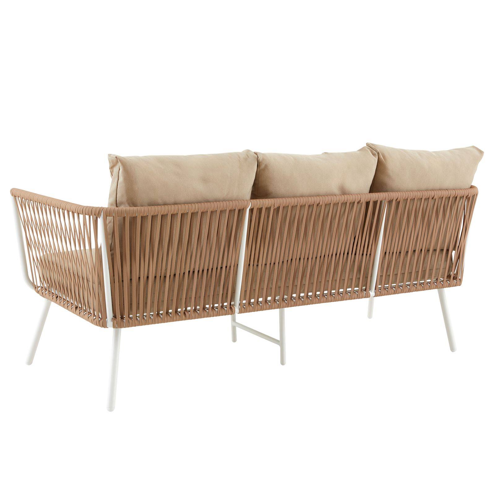 Salon de jardin JAKARTA avec 1 table et 1 canapé - Blanc et beige - Image 6