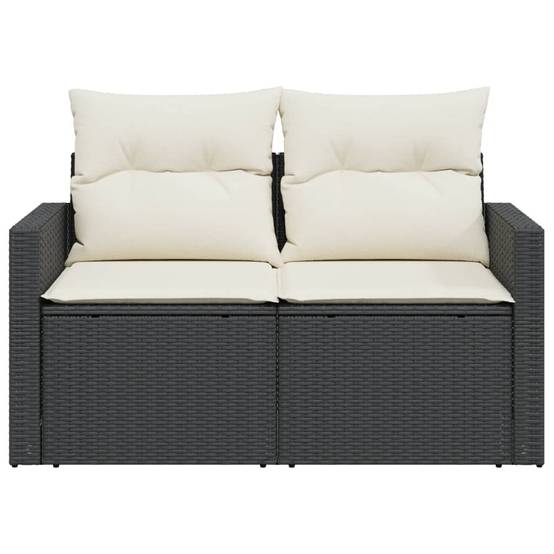 Canapé Extérieur 2 Places Résine Tressée Noire avec Tablette Latérale Rabattable Intégrée – ComfortXL Outdoor Living - Image 5