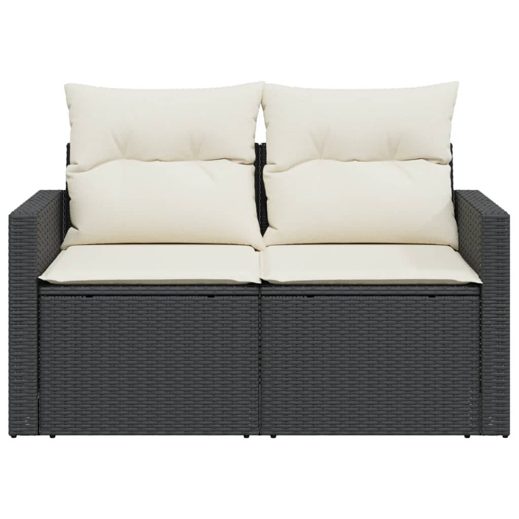 Canapé Extérieur 2 Places Résine Tressée Noire avec Tablette Latérale Rabattable Intégrée – ComfortXL Outdoor Living - Image 5