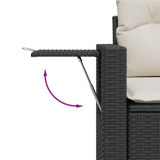 Canapé Extérieur 2 Places Résine Tressée Noire avec Tablette Latérale Rabattable Intégrée – ComfortXL Outdoor Living - Image 8