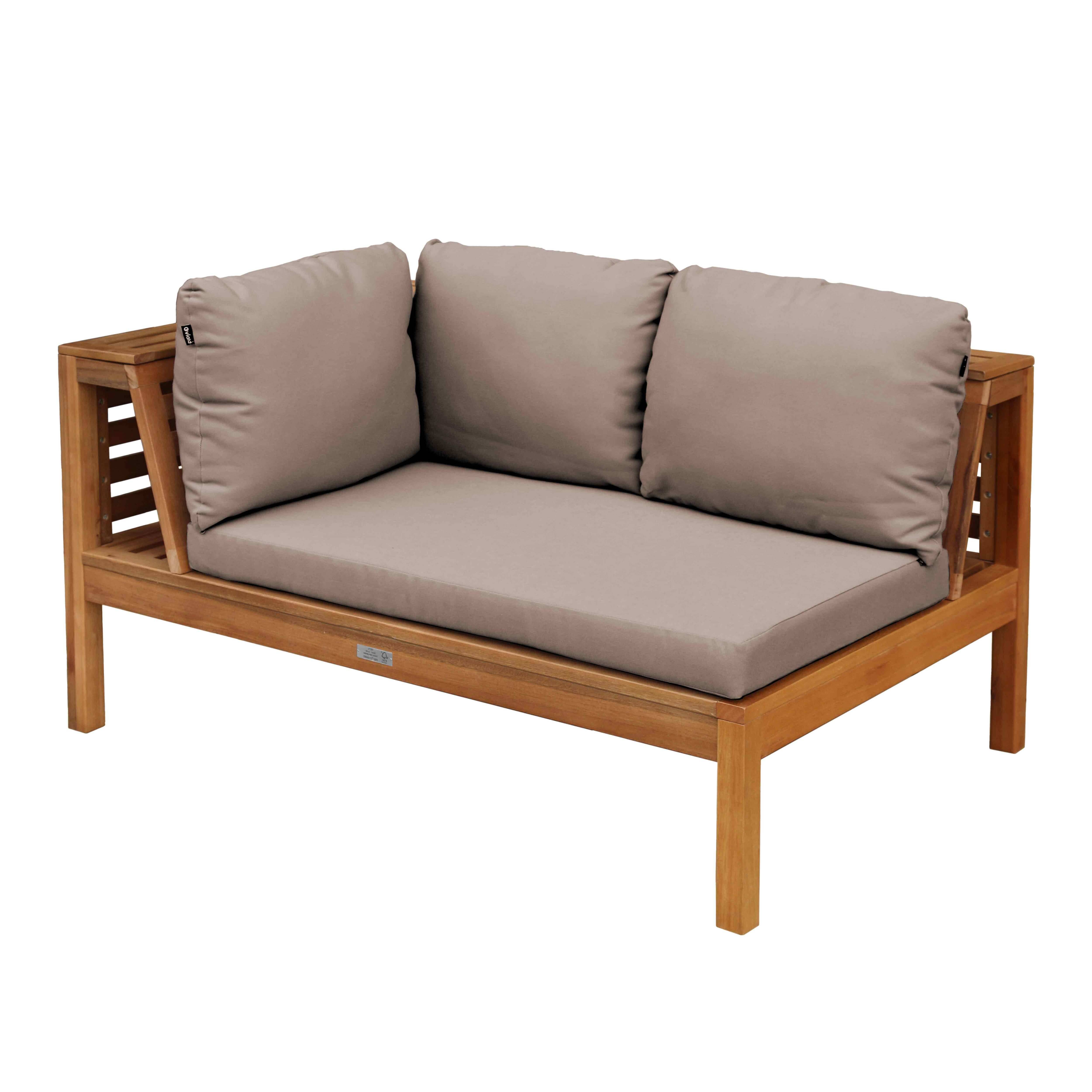 Oviala - Canapé gauche de jardin bas en bois d'eucalyptus taupe Maupiti - Oviala - Imagen 1