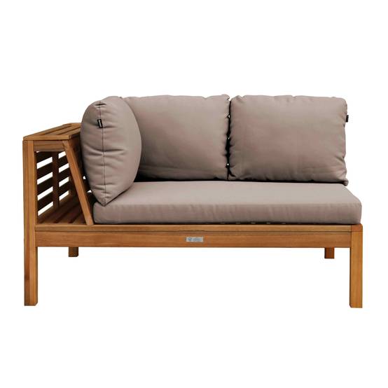 Oviala - Canapé gauche de jardin bas en bois d'eucalyptus taupe Maupiti - Oviala - Imagen 4