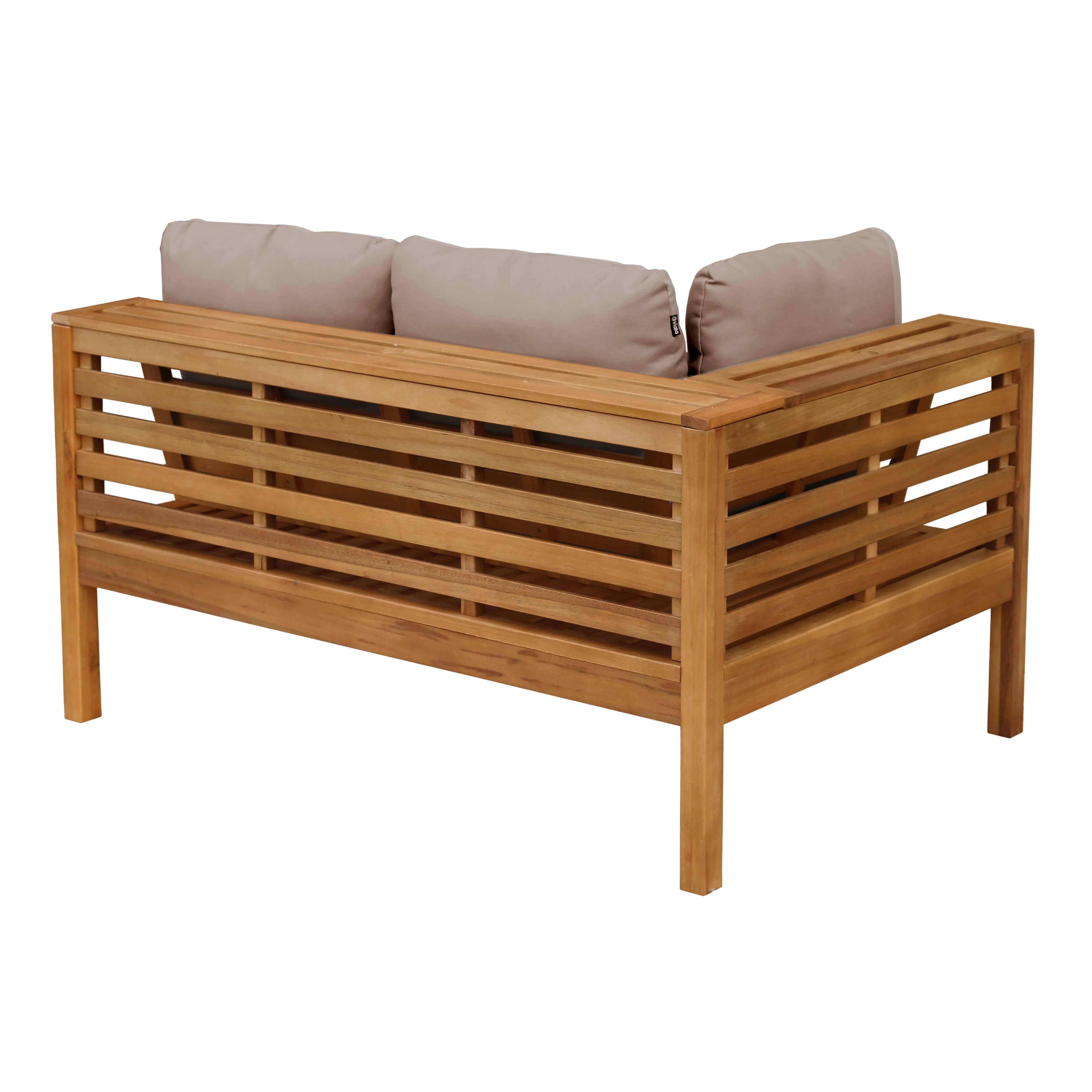 Oviala - Canapé gauche de jardin bas en bois d'eucalyptus taupe Maupiti - Oviala - Imagen 6