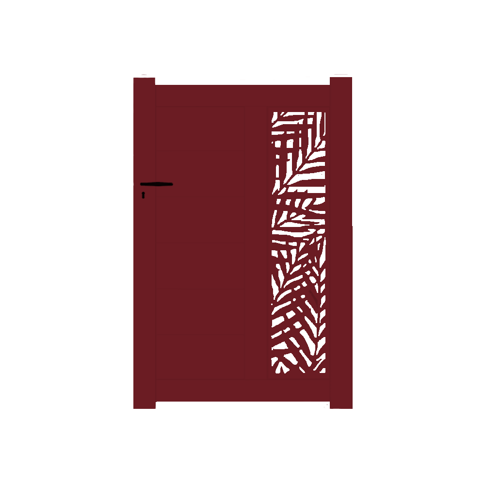 Portail Packit - Portillon alu découpe laser en kit dim. L.1000 (entre piliers) x H.1500 mm  Rouge (RAL 3004)